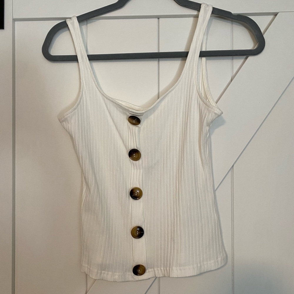 White ribbed button up tank size small S